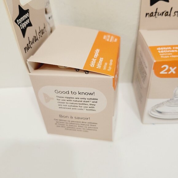 2 Tommee Tippee Closer To Nature 2 Pack Fast Flow 6+ Months Nipples - Picture 4 of 6
